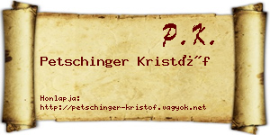 Petschinger Kristóf névjegykártya